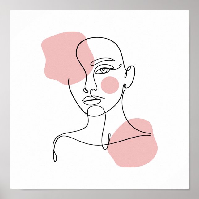 Poster Arte de Linha Facial Feminina (Frente)