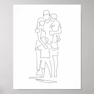 Poster Arte de Linha Familiar, Desenho Familiar, Impress
