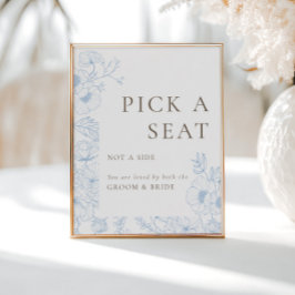 Poster Arte De Linha Floral Azul Francês Escolha Um Lugar