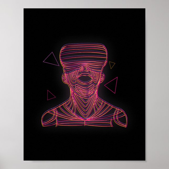 Poster Arte de Linha Gráfica de Realidade Virtual Para um (Frente)