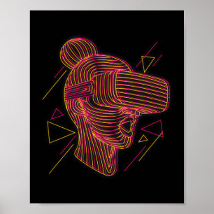 Poster Arte de Linha Gráfica de Realidade Virtual Para um