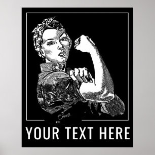 Poster Arte de Linha Gráfica Rosie-The-Riveter Personaliz