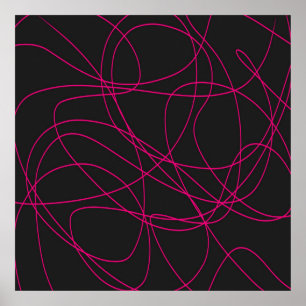 Poster Arte de Linha Magenta em Preto