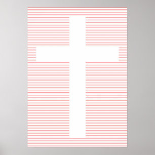 Poster Arte de Linha Minimalista da Cruz Cristã Vermelha 