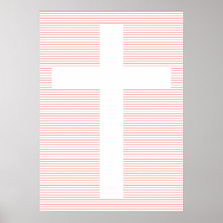 Poster Arte de Linha Minimalista da Cruz Cristã Vermelha
