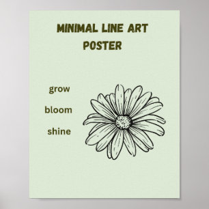 Poster Arte de Linha Minimalista Daisy Crescer Florescer