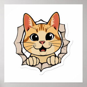 Poster Arte de Linha Minimalista de Pequim de Gato