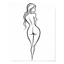 Arte de Linha Minimalista Vista Posterior Feminina
