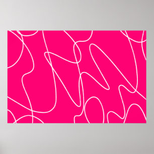 Poster Arte de Linha Rosa Quente