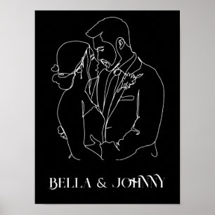 Poster Arte de linha simples moderna, preto e branco, chi