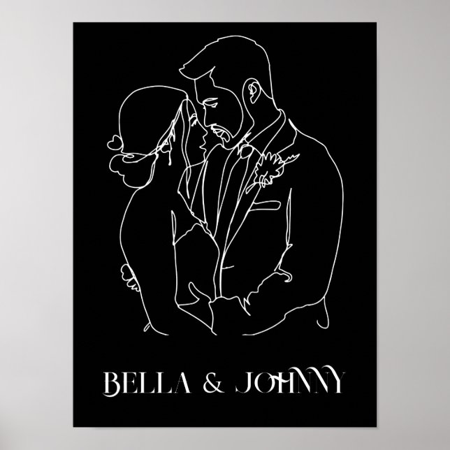 Poster Arte de linha simples moderna, preto e branco, chi (Frente)