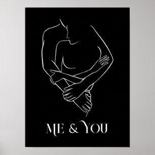 Poster Arte de linha simples moderna, preto e branco, chi