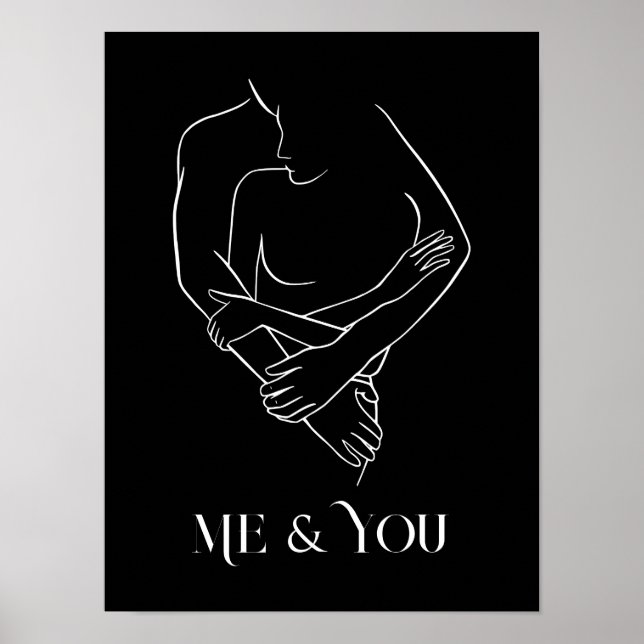 Poster Arte de linha simples moderna, preto e branco, chi (Frente)