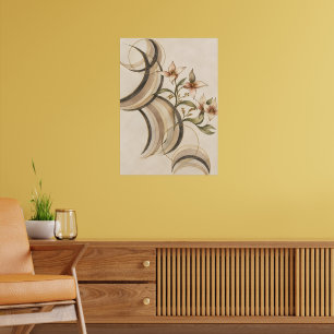 Poster Arte de Linhas Florais Abstratas e Caligrafia Terr