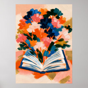 Poster Arte de Livro Floral Fauvista para Amantes de Livr