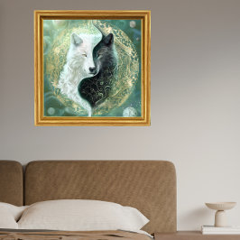 Poster Arte de Lobo Yin Yang - Arte Fantástica 