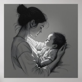 Poster Arte de mãe e bebê