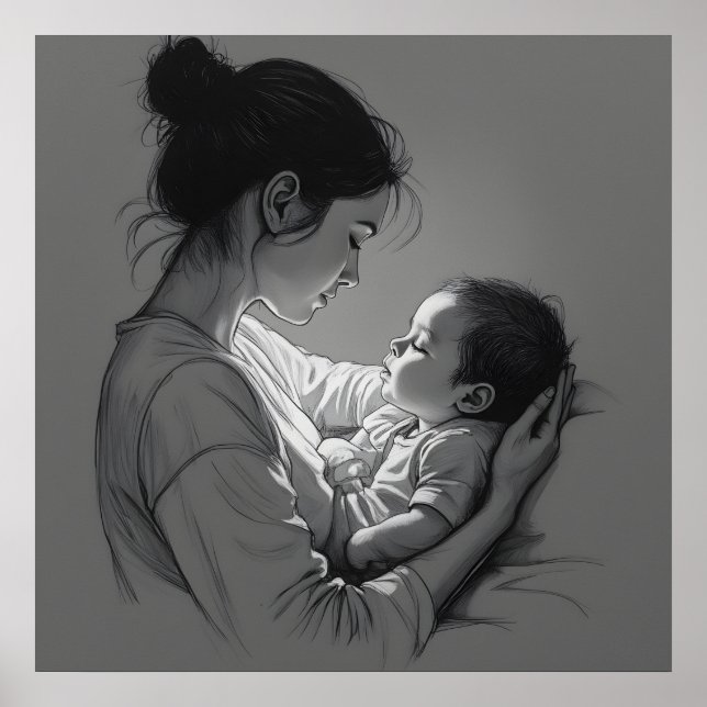 Poster Arte de mãe e bebê (Frente)