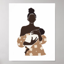 Arte de Mãe Preta Abstrata Segurando Bebê