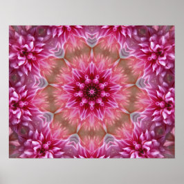 POSTER ARTE DE MANDALA CALEIDOSCÓPIO FLORAL ROSA
