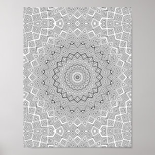 Poster Arte de Mandala de Caleidoscópio em Espiral Quadra