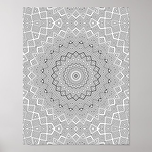 Poster Arte de Mandala de Caleidoscópio em Espiral Quadra (Frente)