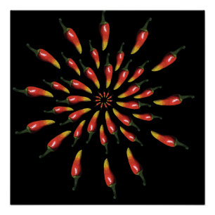 Póster Arte de mandala de pimentões coloridos