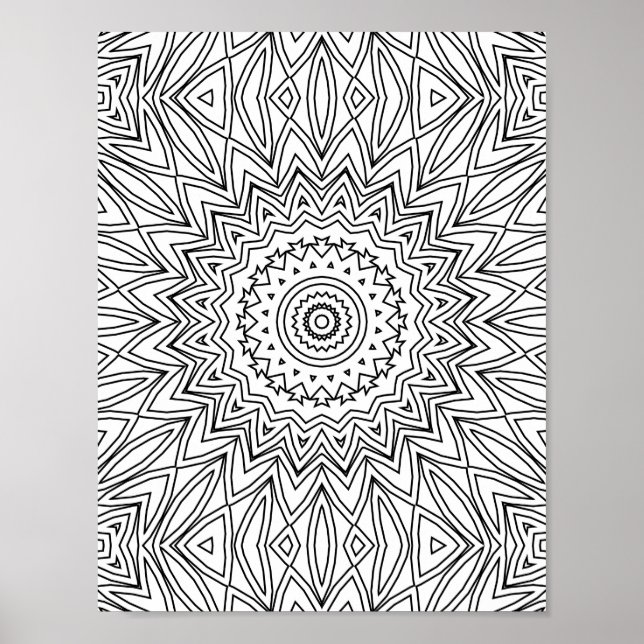 Poster Arte de Mandala Geométrica em Explosão Solar Angul (Frente)
