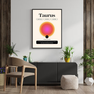 Poster Arte de Manifestação do Signo de Touro com Gradien