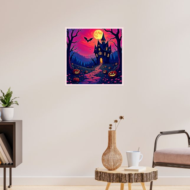 Poster Arte de Mansão Assombrada de Halloween Spooky (Sala de Estar 3)