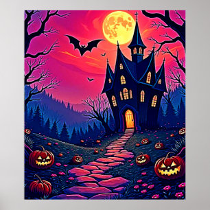 Poster Arte de Mansão Assombrada de Halloween Spooky