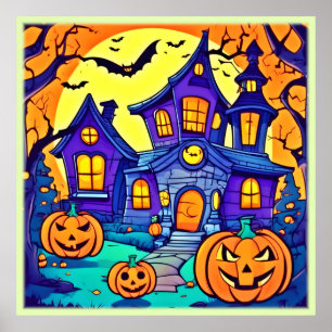 Poster Arte de Mansão Assombrada Spooky