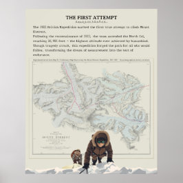 Poster Arte de Mapa Antigo da Expedição Britânica ao Ever