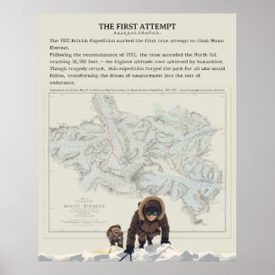 Poster Arte de Mapa Antigo da Expedição Britânica ao Ever