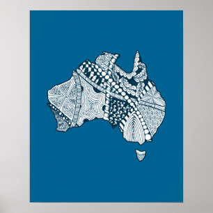 Poster Arte de Mapa Australiana