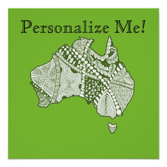Póster Arte de Mapa da Austrália de Cor Personalizada (Frente)