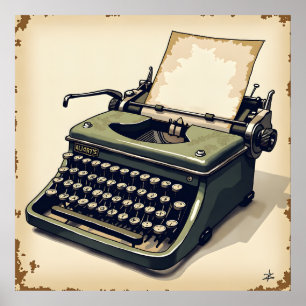 Poster Arte de Máquina de Escrever Simples