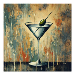 Póster Arte de Martini de Meios Mistos do Meio do Século