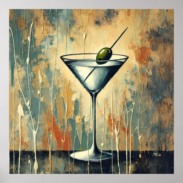 Poster Arte de Martini de Mídia Mista do Meio do Século (Frente)