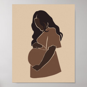 Poster Arte de maternidade de mulher negra grávida abstra