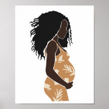 Arte de maternidade floral mulher negra grávida ab