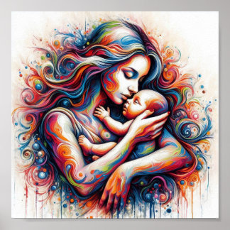 Poster Arte de Maternidade Negosa e Colorida