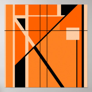 Poster Arte de Médio do Século Vermelho Negro Laranja