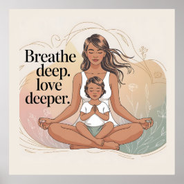 Poster Arte de Meditação de Mindfulness Mãe e Filho