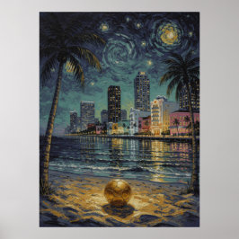 Poster Arte de Miami Art Deco Praia Futebol Arte Fino