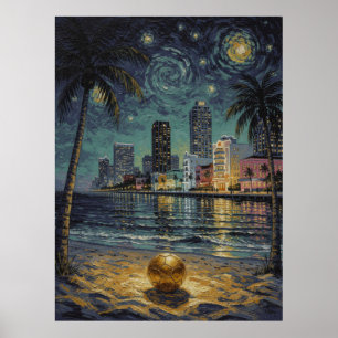 Poster Arte de Miami Art Deco Praia Futebol Arte Fino