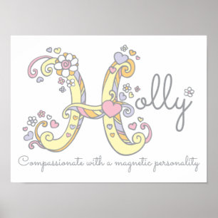 Póster Arte de monograma H Significado do nome de menina 