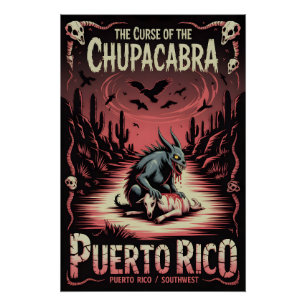 Póster Arte de Monstro do Deserto de Horror Criptídeo Chu