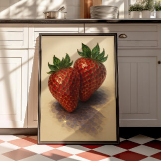 Poster Arte de Morango Vintage para Parede | Arte Botânic