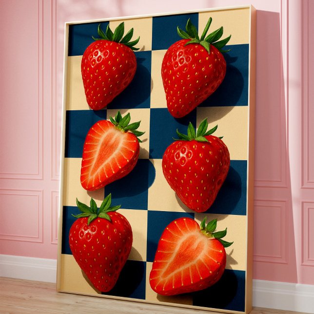 Poster Arte de Morangos, Fruta Ousada (Strawberry art)
